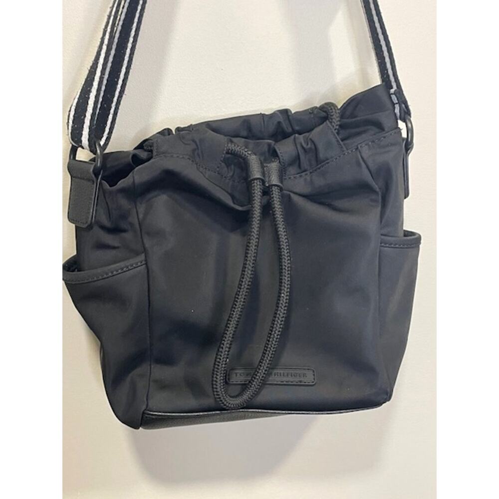 Tommy Hilfiger Casual Drawstring Bag Black Stripe Strap